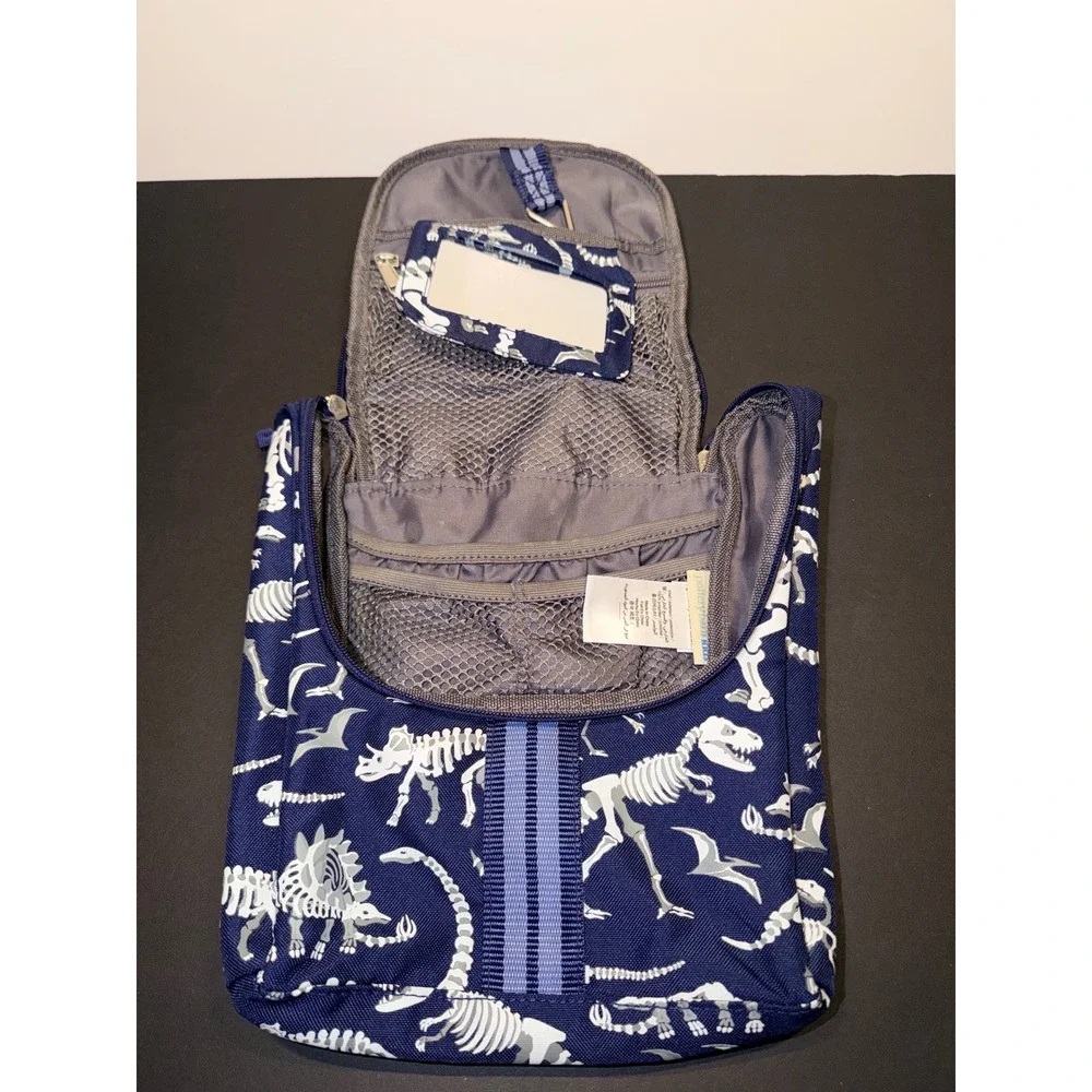 Pottery Barn Dinosaur Skeleton Glow In The Dark Hanging Toiletry Bag Travel Case